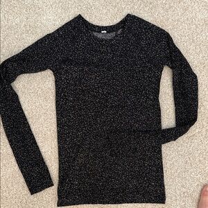 Athleta Black Speckled Long Sleeve Tee